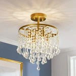 Edishine Elegant Tiered Crystal Ceiling Flush Mount, 4-LIGHT, Dimmable. Fixed Price $79.99.