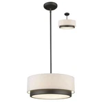 Z-lite 196-16 Bronze Jade 3-LIGHT Pendant With White Fabric Shade. Fixed Price $199.99.