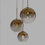 Xd Global Set 3-LIGHT Globe Gradient Gold Glass Pendant Light,modern .... Fixed Price $169.00.