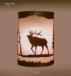 Rustic Elk Wall Sconce Frosted Amber Glass & Burnished Bronze Metal Light. Fixed Price $138.00.