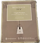 Monteaux Pendant Light Fixture W/ Glass Shade Clear Matte Black YLD0196BK. Fixed Price $24.99.