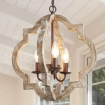 Gepow Farmhouse Orb Chandelier, Pendant Lighting Handmade Wood Finish, Globe. Fixed Price $105.10.