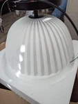 Large Scalloped Semi-flush Mount Pendant Ceiling Light, White Ceramic & Black. Fixed Price $55.00.