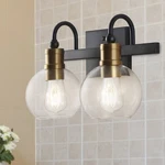Jonathan 14.5" Rustic Vintage Iron/glass Led Vanity Light, Black/brass Gold. Fixed Price $129.99.