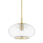 Mitzi Hudson Valley Lighting Maggie Aged Brass Finish Geometric Pendant. Fixed Price $135.99.