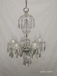 Vintage Waterford Fleur Lis Cut Crystal 5 Arm Light Chandelier. Fixed Price $2450.00.