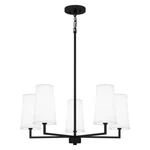 Dsi Lighting 5-LIGHT Matte Black Candlestick Chandelier With White Fabric Shades. Fixed Price $60.01.