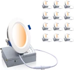 Ktrad 4 Inch Led Recessed Light With Junction Box, 5CCT, 12W Epv 100W, Dimmable. Fixed Price $62.39.
