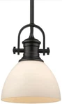 Golden Lighting Hines Mini Pendant Matte Black With Opal Glass Single Nib. Fixed Price $49.95.