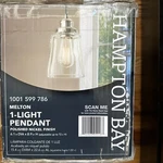 Hampton Bay Melton 1-LIGHT Nickel Pendant W/ Clear Glass Shade 6.1 X 8.9. Fixed Price $34.00.