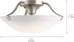 Kichler 15 Inch Brushed Nickel & White Etched Glass Ceiling Light 3627. Fixed Price $42.95.