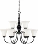 Nuvo 60-1843 2-TIER Chandelier Dark Chocolate Bronze With White Satin Glass. Fixed Price $111.18.
