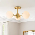 Mid Century Glass Globe 3-LIGHT Semi-flush Mount Ceiling For Bedroom Hallway. Fixed Price $145.99.