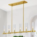 Untrammelife Modern 6-LIGHT Linear Chandelier, 36" Gold Island Pendant. Fixed Price $140.00.