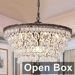 Crystal CHANDELIER,6-LIGHT 5 Tiers Farmhouse Bronze Ceiling Lighting Fixture 20". Fixed Price $190.10.