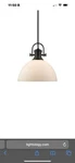 Golden Lighting 3118-L Blk-op Hines 1-LIGHT Black And Opal Glass Pendant. Fixed Price $59.99.