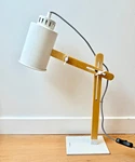 Tomons Wood Swing Arm Desk Lamp Scandinavian Style White Metal Shade. Fixed Price $32.00.