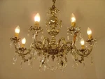 Elegant 8 Light Brass Chandelier Nickel Finish Cherubs Crystals 27.5. Fixed Price $955.00.