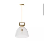 Nathan James 12203 Leigh Gold Indoor Ceiling Hanging Pendant Light Clear Glass. Fixed Price $169.99.