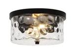 Lamqee 2-LIGHT Flush Mount Ceiling Chandelier Black Water Ripple Glass New. Fixed Price $49.99.