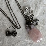 Park Lane Chloe Necklace Rose Quartz Pendant Antique Gold Tone Long & Bonus. Fixed Price $29.99.