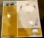 Hampton Bay Flushmount 13 In Dia X 6.8 H, Brushed Nickel, Frosted Glass Shade. Fixed Price $12.99.