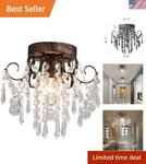 Contemporary Crystal Ceiling Light - Flush Mount 9.5" Black Chandelier Fixture. Fixed Price $54.00.
