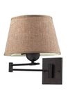 Elk Home Swingarm 1-LIGHT Sconce Aged Bronze Finish W/ Beige Linen Shade 10291/1. Fixed Price $130.00.