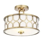 Savoy House 2-LIGHT 10" Ceiling Light, Natural Brass/milk M60015NB. Fixed Price $175.00.