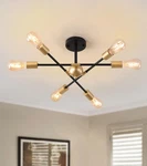 Meixisue Modern Semi Flush Mount Ceiling Circle 16-LIGHT, Black And GOLD-6. Fixed Price $61.35.