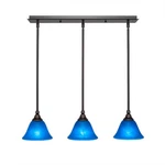 Toltec 3 Light Mini Pendant, Dark Granite, 7" Blue Italian Glass 25-DG-4155. Fixed Price $501.60.