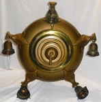 Antique Art Deco Brass Pan Ceiling Light Fixture 5 Arm Chandelier With Canopy. Fixed Price $179.99.