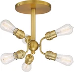 Nuvo 60-6926 Faraday Light Brushed Brass Indoor Gold Semi Flush Mount. Fixed Price $90.00.
