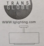 Trans Globe Lighting 2-LIGHT Ceiling Mount Black Down Rod White Shade 12"H 16"W. Fixed Price $15.00.