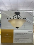 Portfolio Linkhorn 18-IN Antique Bronze Semi-flushmount 3-LIGHT Ceiling Fixture. Fixed Price $87.99.