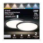 2-PACK Feit 11" Round Led Flush Mount Flat Panel Ceiling Light Black Select Cct. Fixed Price $14.00.