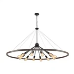Klgxnrd 59'' 12 Light Farmhouse Wagon Wheel Rustic Fixture, Rust/black. Fixed Price $159.95.