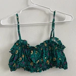 Anthropologie Bralette Women Green Floral Plunge Unlined Classic Ruffle. Fixed Price $16.19.