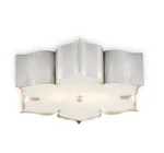 Currey & Company Grand Lotus Light 19 In Flush Mount Silver Leaf 9999-0042. Fixed Price $945.00.