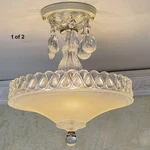 132BP Antique Vintage 30S 40'S Ceiling Light Glass Shade Fixture Chandelier Pair. Fixed Price $425.00.