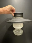 Vtg Clear /milk Glass Ceiling Light Fixture Black Metal Top Flush Mount Farmhous. Fixed Price $31.99.