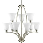 Progress Lighting 9-LIGHT Chandelier Joy Collection Brushed Nickel Etched Glass. Fixed Price $249.99.