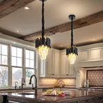 Wosohyun Modern Black Crystal Chandelier 2-TIER Round Pendant Lighting. Fixed Price $171.99.