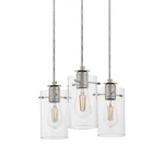 Hampton Bay Pendant 3-LIGHT 14.25" Brushed Nickel W/ Clear Cylinder Glass Shades. Fixed Price $32.00.