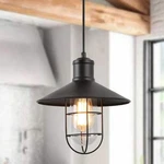Lnc Modern Industrial Clear Glass And Cage 1-LIGHT Black Pendant A01910. Fixed Price $30.76.