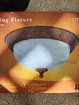 Portfolio Interior Ceiling Fixture Item # 170548 Rustic Brown Finish Alabaster. Fixed Price $14.99.