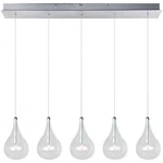 ET2 E23115 Chrome Larmes 30"W 5-LIGHT Linear 8.5" Glass Teardrops Pendant Works. Fixed Price $122.49.