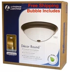 Lithonia Lighting 11983BZ With Bubble Fluorescent Decor Round Flush Mount Bronze. Fixed Price $18.99.