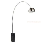 Arco Style Floor Lamp White Black Marble Base Stainless Steel Square Stem. Fixed Price $559.99.
