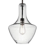 Kichler Everly 15IN Bell Shape Pendant Light Olde Bronze Seeded Glass Kitchen. Fixed Price $126.47.
